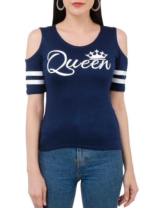 varsity striped cold shoulder tee - 15234245 - Very Small Image - 1