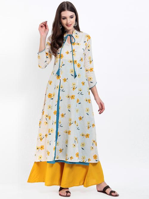 floral printed layered kurta - 15234957 - Very Small Image - 1