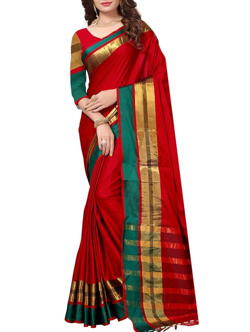 maroon cotton silk maheshwari saree with blouse - 15235948 - Very Small Image - 1