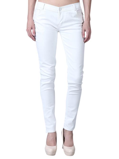 white solid mid rise jeans - 15237330 - Very Small Image - 1