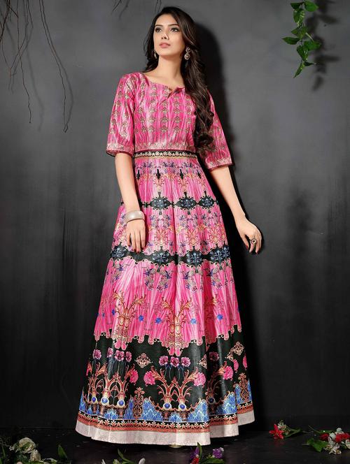 pink silk flared gown - 15237434 - Very Small Image - 1