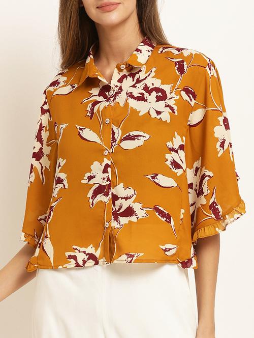 ruffle detail bell sleeved top - 15240689 - Very Small Image - 1