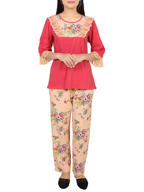 floral nightwear pajama set - 15240891 - Very Small Image - 1