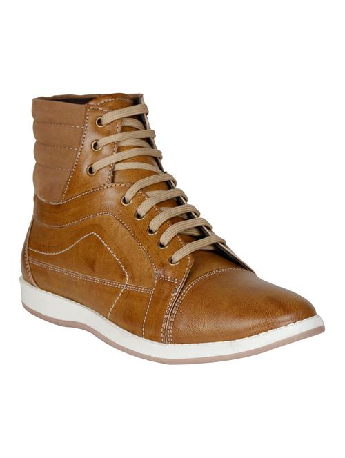 tan leatherette lace up sneaker - 15240905 - Very Small Image - 1