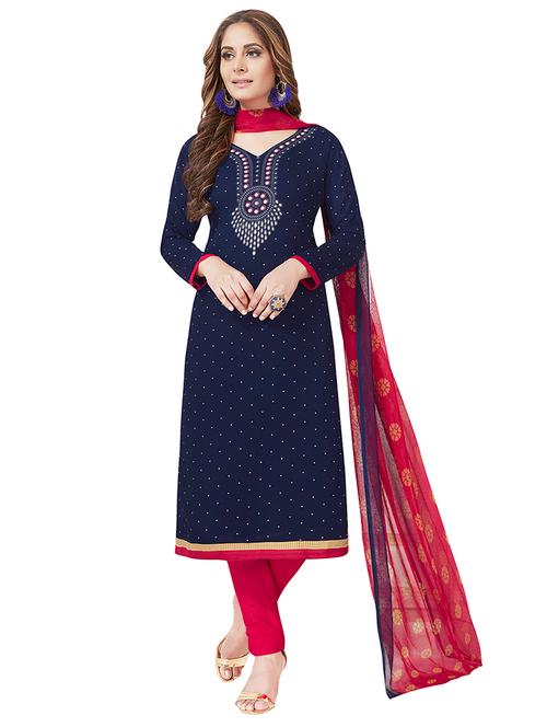 printed unstitched churidaar suit - 15240990 - Very Small Image - 1