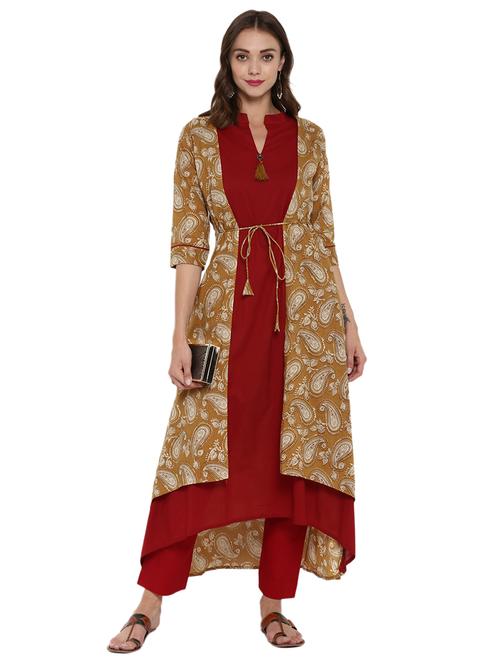 paisley print layered kurta - 15243892 - Very Small Image - 1