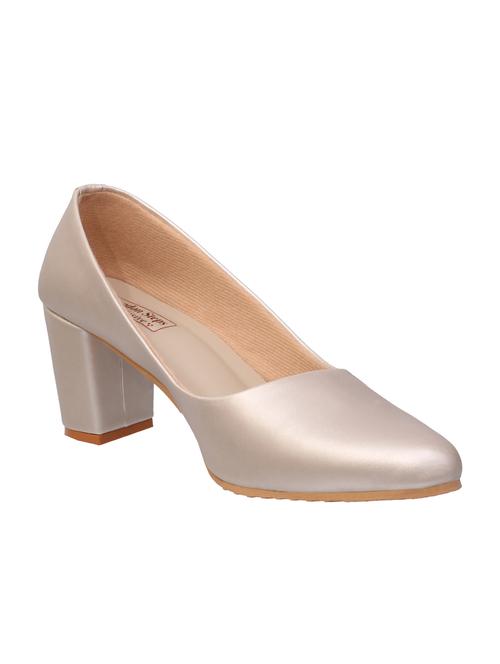 gold faux leather slip on pumps - 15249490 - Very Small Image - 1