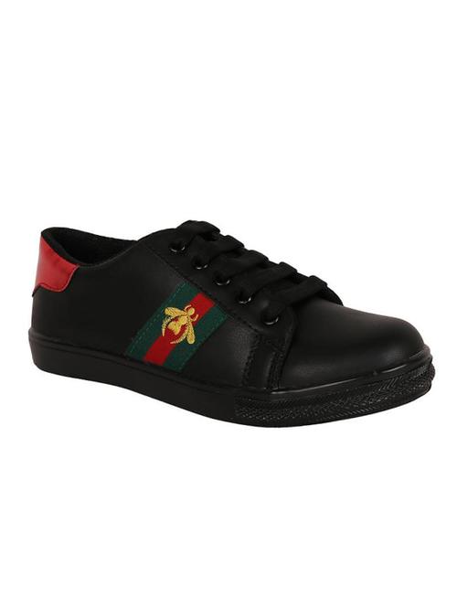 black leatherette laceup sneakers - 15249555 - Very Small Image - 1