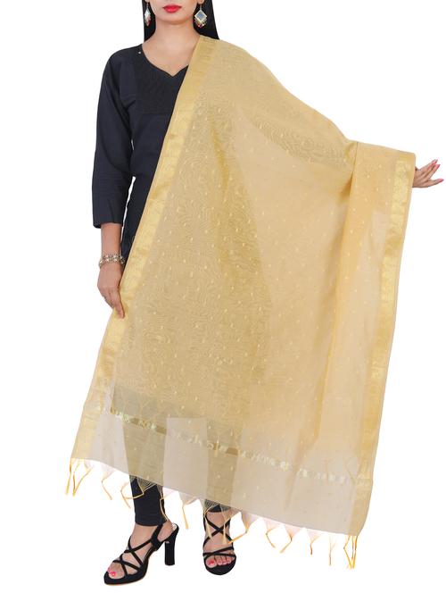beige chanderi dupatta - 15249562 - Very Small Image - 1