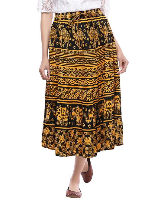 yellow cotton flared skirt - 15250175 - Very Small Image - 1