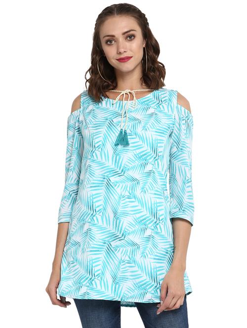 blue crepe straight kurti - 15252415 - Very Small Image - 1