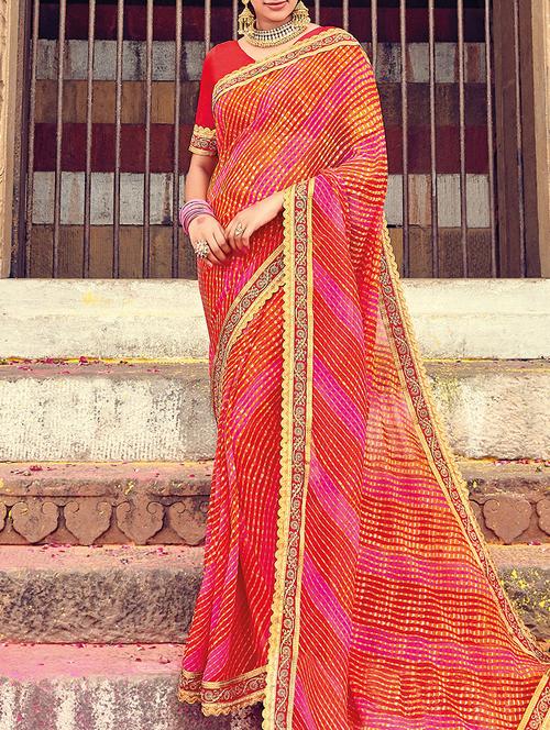 red saree with blouse - 15256375 - Very Small Image - 1