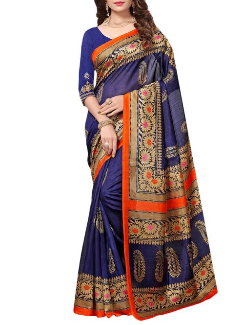 blue art silk bhagalpuri saree with blouse - 15259005 - Very Small Image - 1