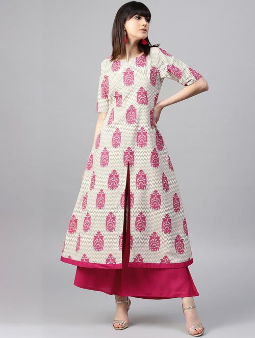 white cotton kurta palazzo  set - 15259859 - Very Small Image - 1