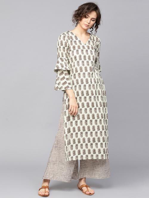 printed kurta palazzo set - 15259900 - Very Small Image - 1