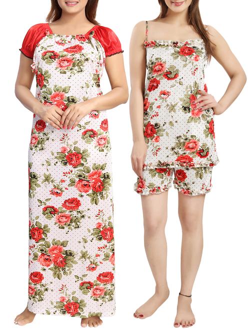 white floral nightwear set - 15259965 - Very Small Image - 1