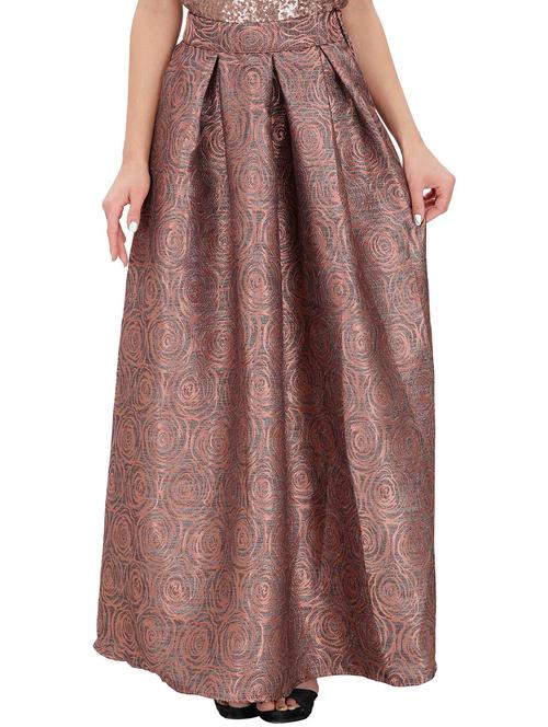 brown cotton flared skirt - 15260151 - Very Small Image - 1