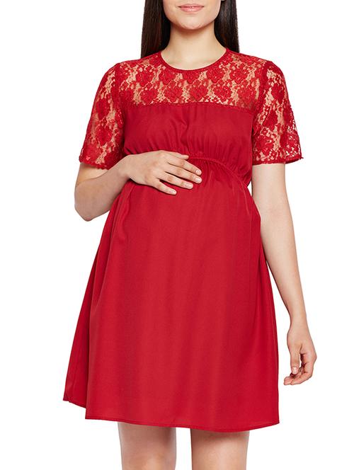 red maternity wear dress - 15260751 - Very Small Image - 1