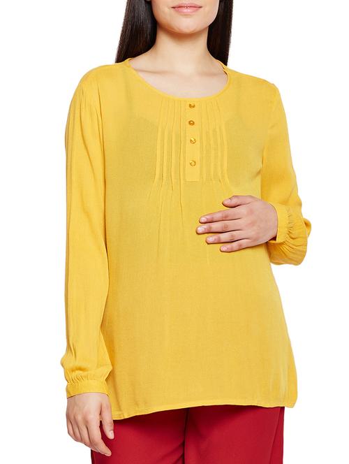yellow viscose maternity tunic - 15260758 - Very Small Image - 1
