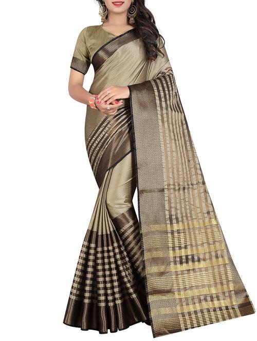 beige cotton woven saree with blouse - 15264721 - Very Small Image - 1