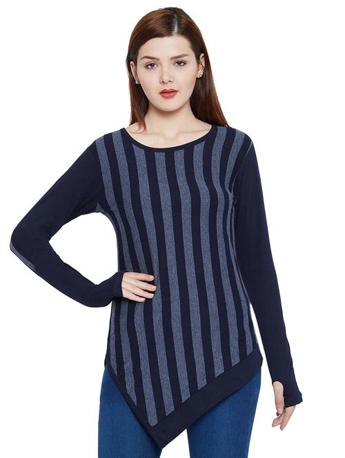 thumb hole striped asymmetric tunic - 15265201 - Very Small Image - 1