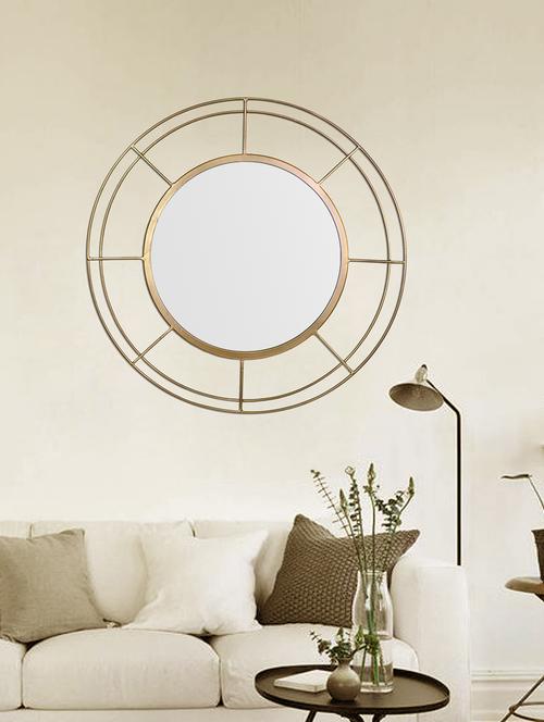 hosley 14.17in round golden wall mirror - 15265715 - Very Small Image - 1