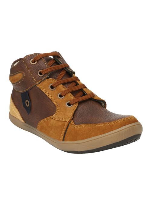 brown leatherette lace up sneaker - 15266280 - Very Small Image - 1