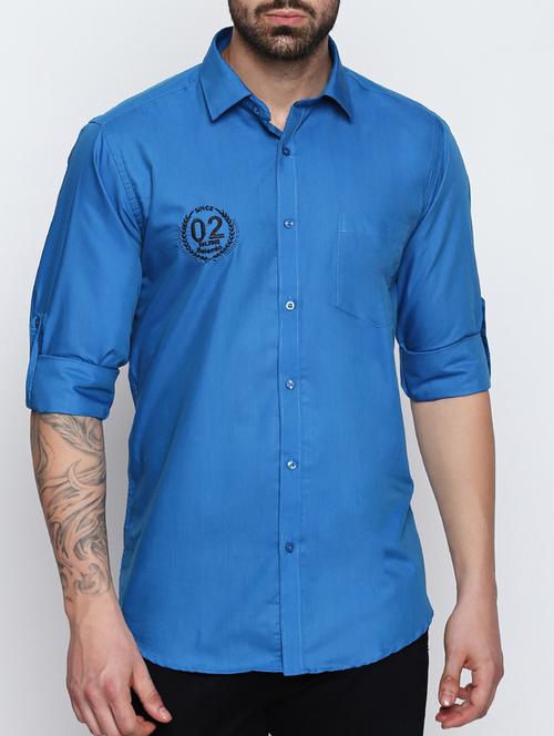 blue cotton casual shirt - 15266723 - Very Small Image - 1