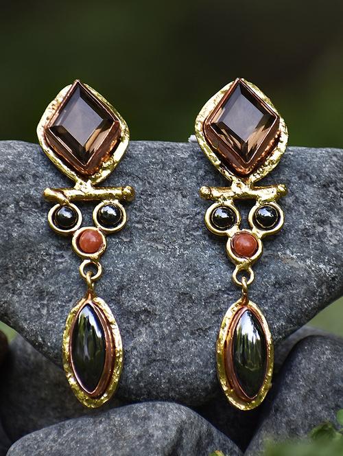 gold brass drop earring - 15266750 - Very Small Image - 1