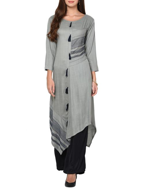 asymmetric tassels kurta - 15267757 - Very Small Image - 1