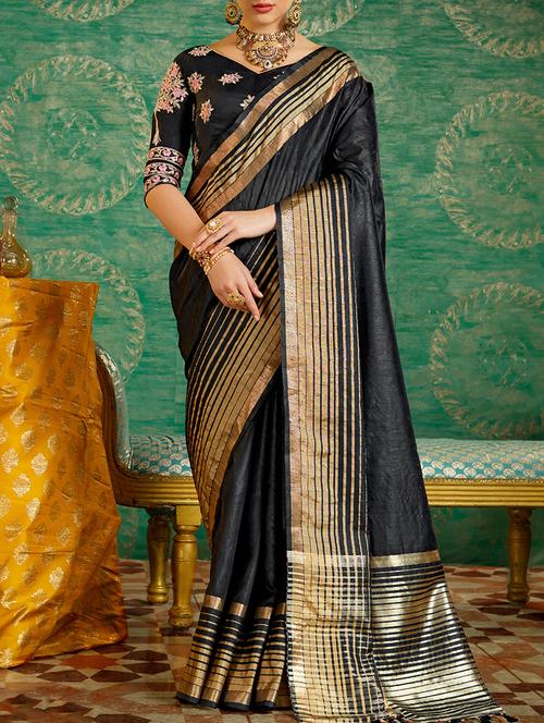 delicate golden border saree with blouse - 15268120 - Very Small Image - 1