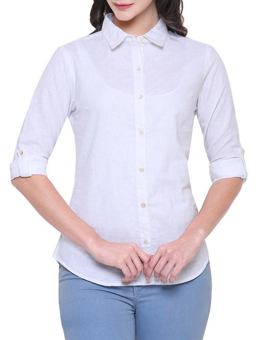 white solid rayon straight shirt - 15268205 - Very Small Image - 1