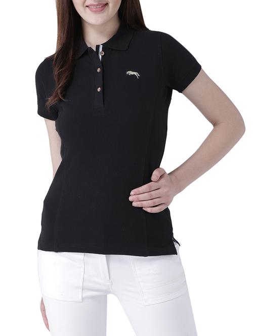 black cotton polo t-shirt - 15268236 - Very Small Image - 1