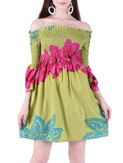 smocking detail off shoulder dress - 15268360 - Very Small Image - 1