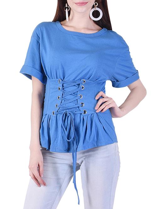 corset front tie up detail top - 15268380 - Very Small Image - 1