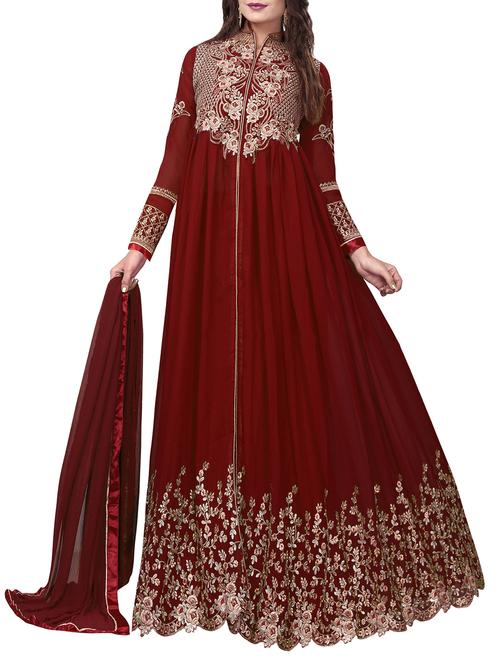 embroidered semi-stitched suit - 15268520 - Very Small Image - 1