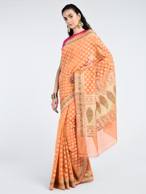 zari motif banarasi saree - 15268543 - Very Small Image - 1