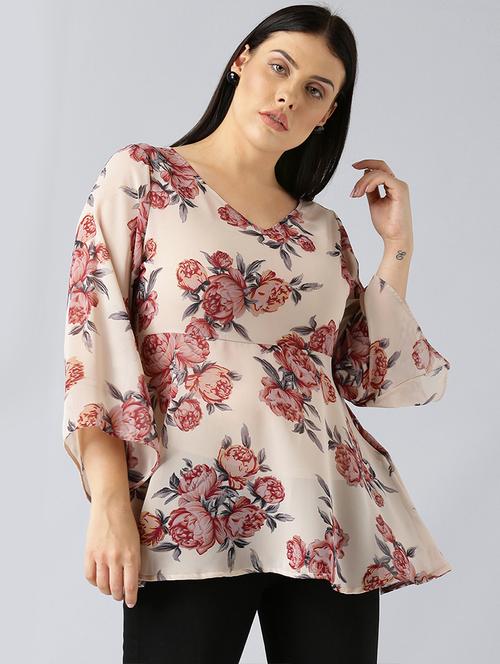 v-neck floral tunic - 15270187 - Very Small Image - 1