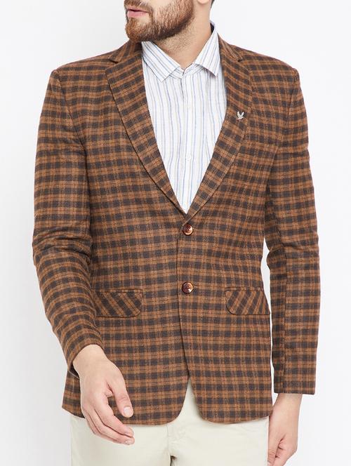 brown wool & polyester blend casual blazer - 15270576 - Very Small Image - 1