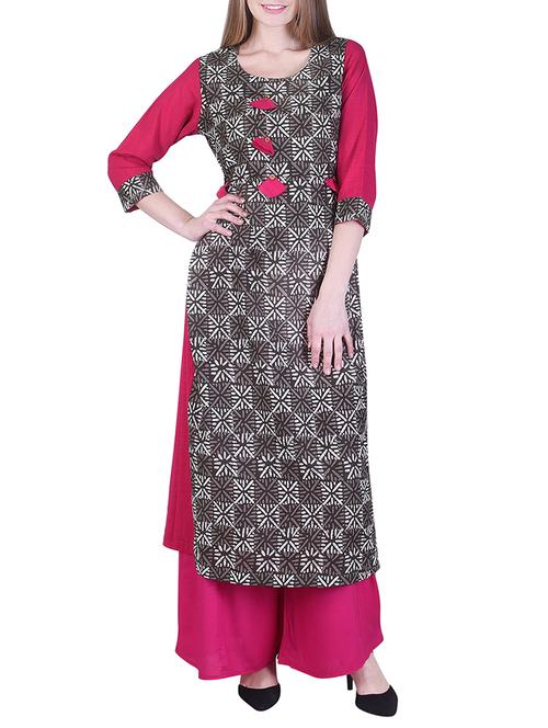 pink cotton kurta palazzo - 15272253 - Very Small Image - 1