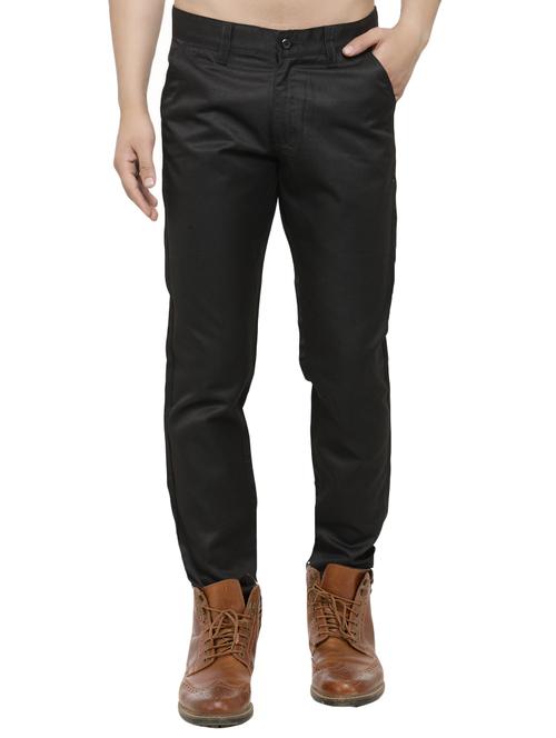 black cotton blend chinos casual trousers - 15273009 - Very Small Image - 1