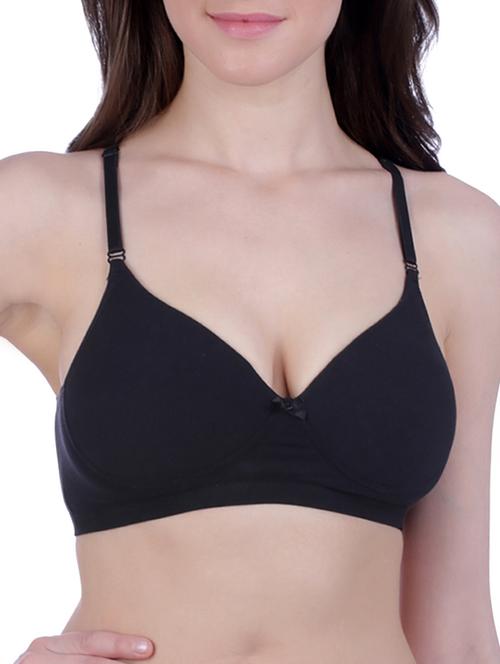 black solid cotton bra - 15273299 - Very Small Image - 1