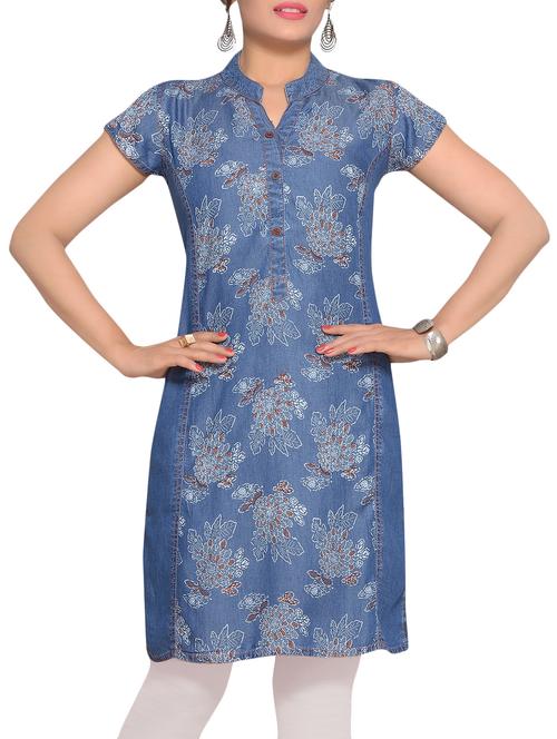 blue denim straight kurta - 15273683 - Very Small Image - 1