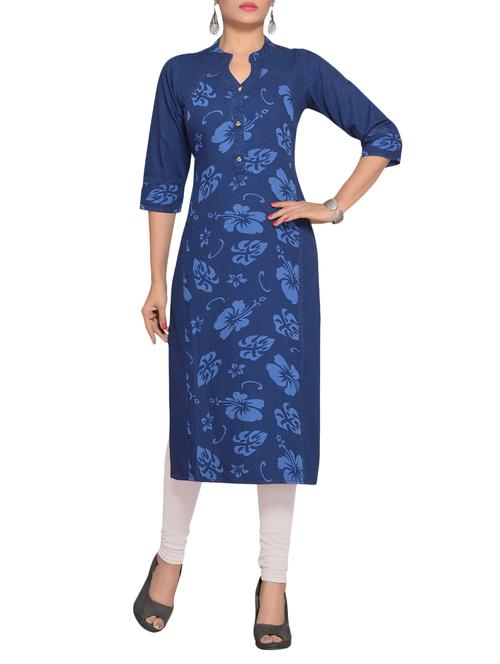 blue denim straight kurta - 15273691 - Very Small Image - 1