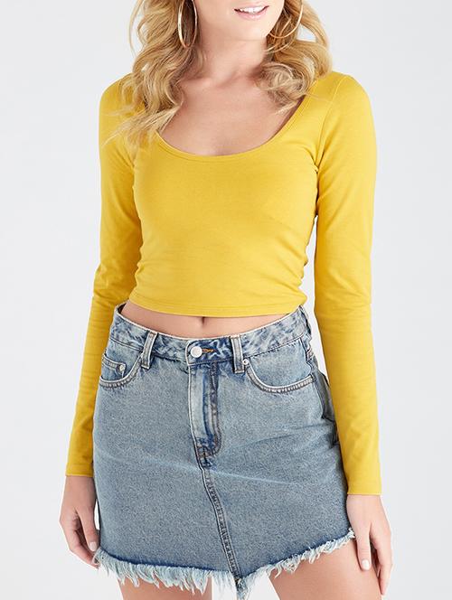 yellow solid cotton tee - 15274027 - Very Small Image - 1