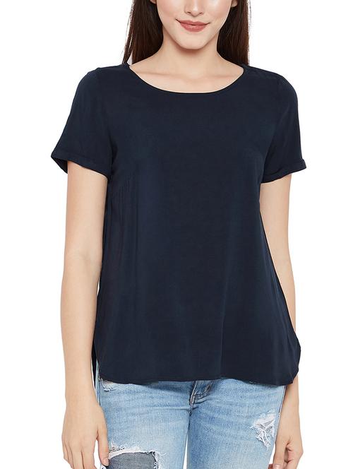 navy blue solid viscose top - 15274334 - Very Small Image - 1