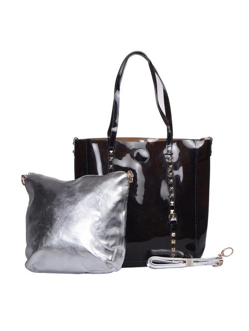 black leatherette (pu) combo handbag - 15277490 - Very Small Image - 1