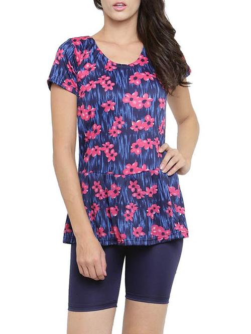 blue printed functional swimsuit - 15278528 - Very Small Image - 1