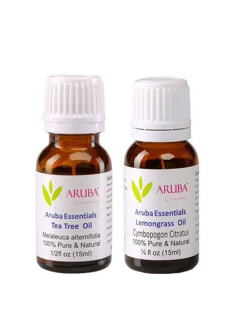 aruba essentials tea tree  oil & lemongrass  oil   100% undiluted combo of 15 ml each - 15278858 - Very Small Image - 1