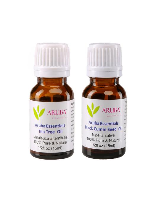 aruba essentials tea tree  oil & black cumin seed  oil   100% undiluted combo of 15 ml each - 15278861 - Very Small Image - 1